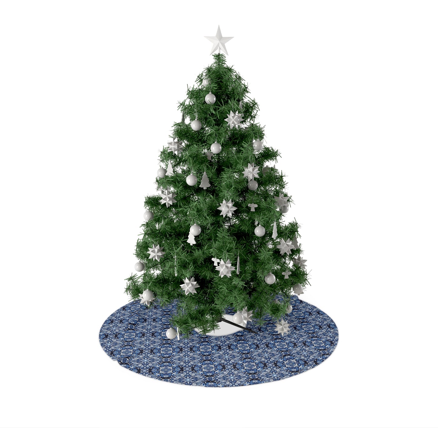 Blue Holiday Tree Skirt — Festive Patterned Christmas Tree Skirt