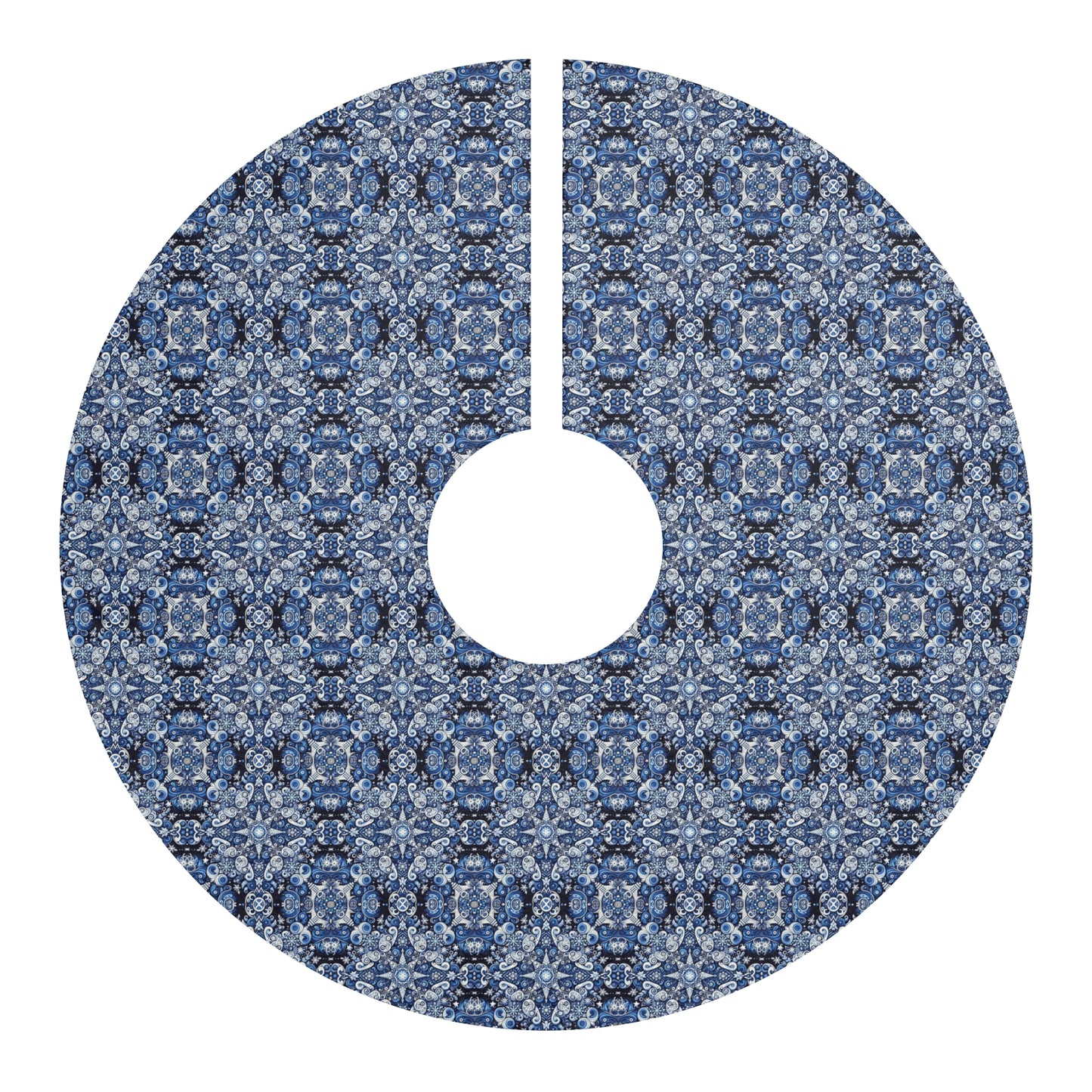 Blue Holiday Tree Skirt — Festive Patterned Christmas Tree Skirt
